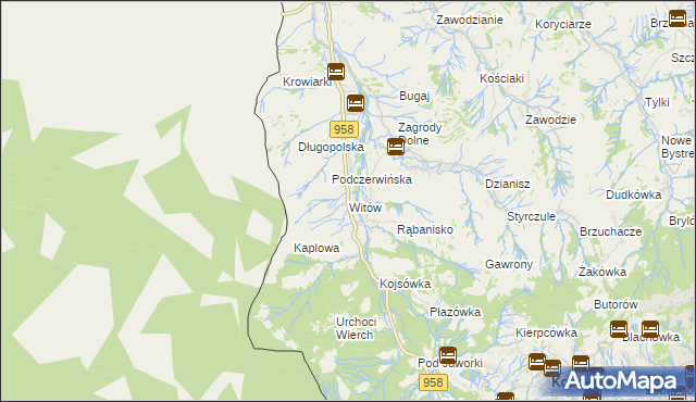 mapa Witów gmina Kościelisko, Witów gmina Kościelisko na mapie Targeo