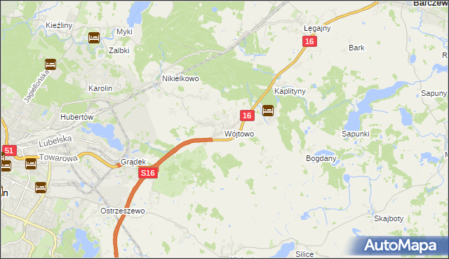 mapa Wójtowo gmina Barczewo, Wójtowo gmina Barczewo na mapie Targeo