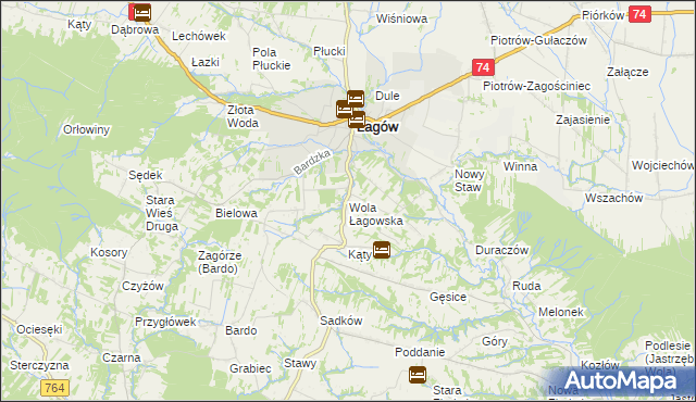 mapa Wola Łagowska, Wola Łagowska na mapie Targeo