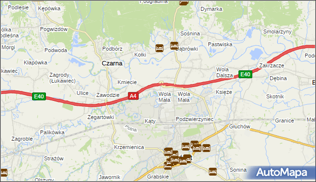 mapa Wola Mała gmina Czarna, Wola Mała gmina Czarna na mapie Targeo