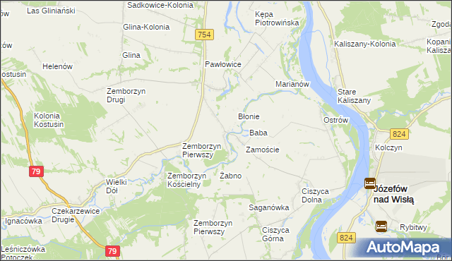 mapa Wola Pawłowska gmina Solec nad Wisłą, Wola Pawłowska gmina Solec nad Wisłą na mapie Targeo
