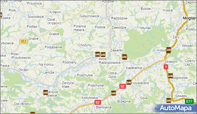 mapa Wola Radziszowska, Wola Radziszowska na mapie Targeo