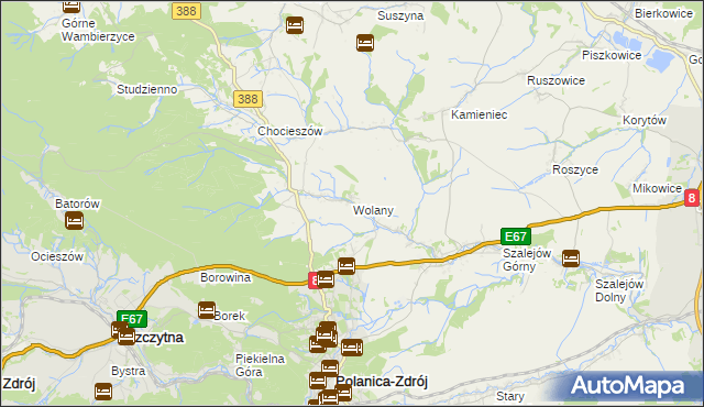 mapa Wolany gmina Szczytna, Wolany gmina Szczytna na mapie Targeo