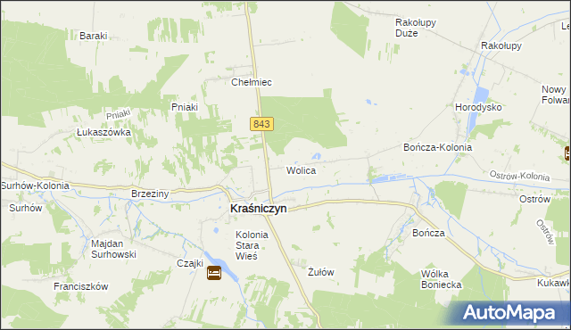 mapa Wolica gmina Kraśniczyn, Wolica gmina Kraśniczyn na mapie Targeo