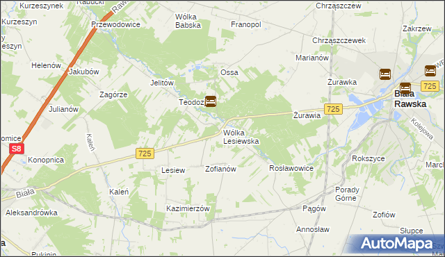 mapa Wólka Lesiewska, Wólka Lesiewska na mapie Targeo