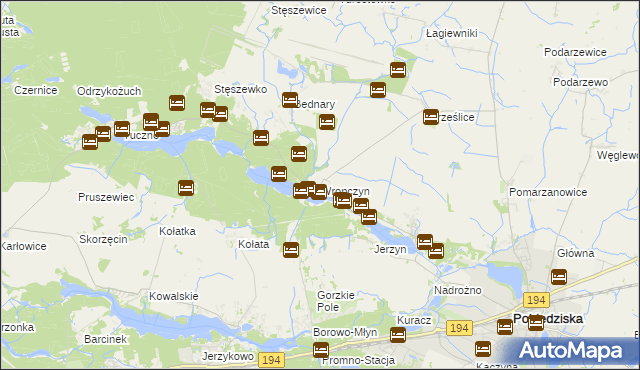 mapa Wronczyn gmina Pobiedziska, Wronczyn gmina Pobiedziska na mapie Targeo