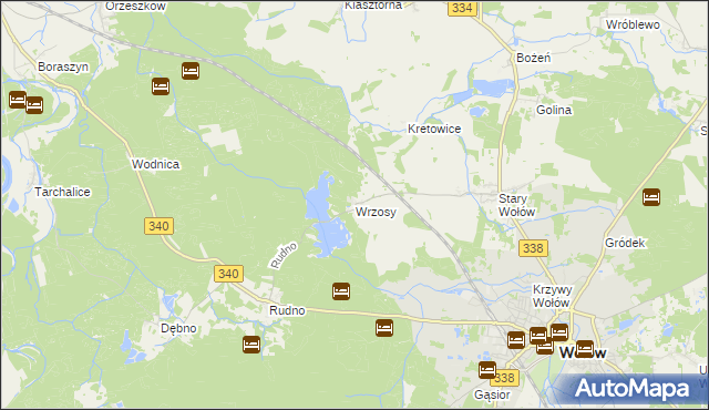 mapa Wrzosy gmina Wołów, Wrzosy gmina Wołów na mapie Targeo