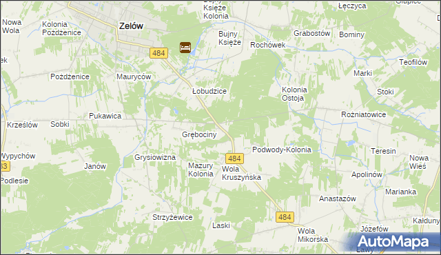 mapa Wygoda gmina Bełchatów, Wygoda gmina Bełchatów na mapie Targeo