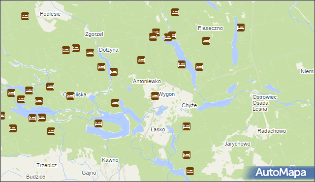 mapa Wygon gmina Bierzwnik, Wygon gmina Bierzwnik na mapie Targeo