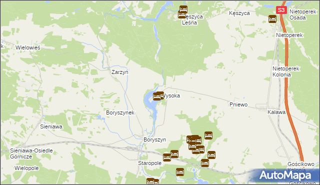mapa Wysoka gmina Międzyrzecz, Wysoka gmina Międzyrzecz na mapie Targeo