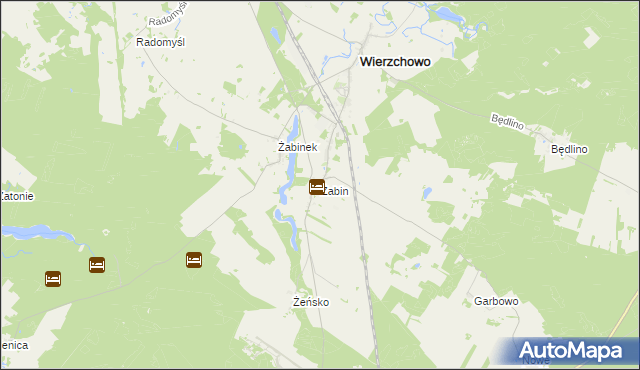 mapa Żabin gmina Wierzchowo, Żabin gmina Wierzchowo na mapie Targeo