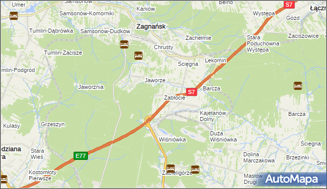 mapa Zabłocie gmina Zagnańsk, Zabłocie gmina Zagnańsk na mapie Targeo