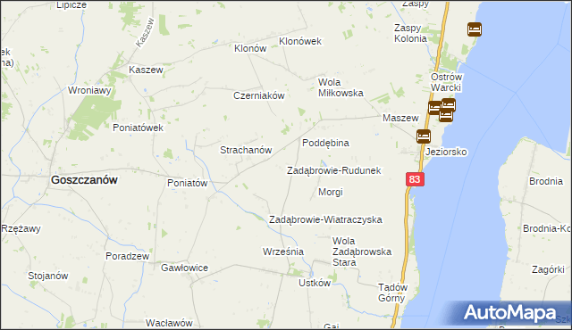 mapa Zadąbrowie-Rudunek, Zadąbrowie-Rudunek na mapie Targeo