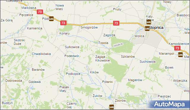 mapa Zagaje Kikowskie, Zagaje Kikowskie na mapie Targeo