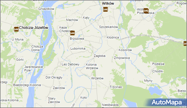 mapa Zagłoba gmina Wilków, Zagłoba gmina Wilków na mapie Targeo