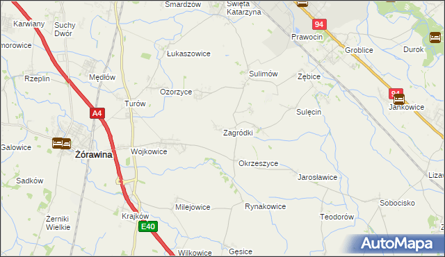 mapa Zagródki gmina Żórawina, Zagródki gmina Żórawina na mapie Targeo