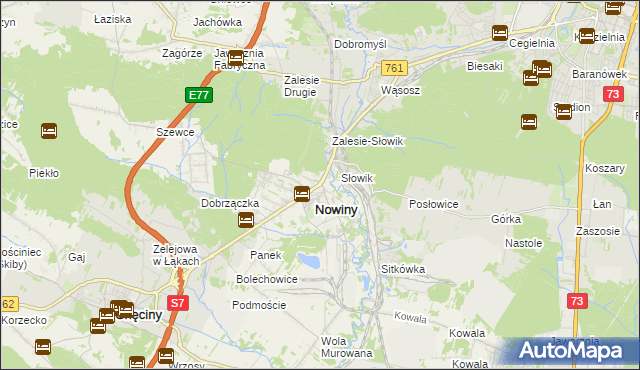 mapa Zagrody gmina Sitkówka-Nowiny, Zagrody gmina Sitkówka-Nowiny na mapie Targeo