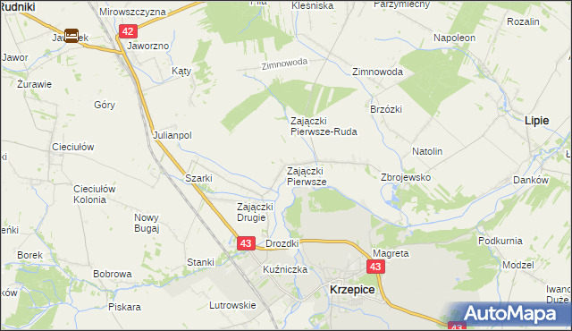 mapa Zajączki Pierwsze, Zajączki Pierwsze na mapie Targeo