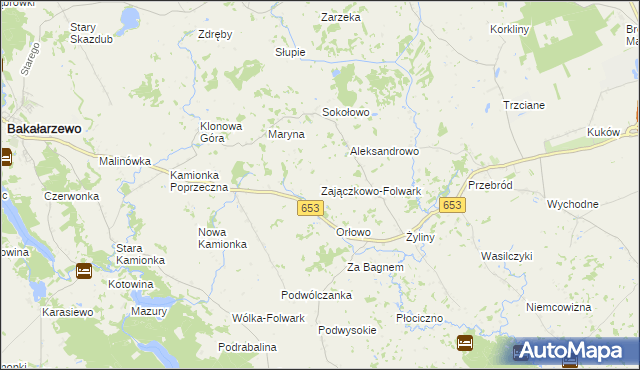 mapa Zajączkowo-Folwark, Zajączkowo-Folwark na mapie Targeo