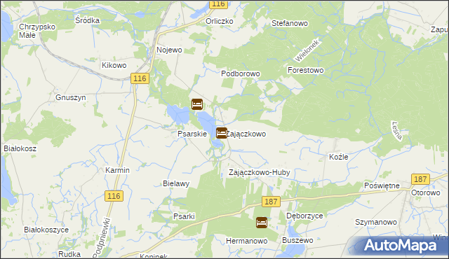 mapa Zajączkowo gmina Pniewy, Zajączkowo gmina Pniewy na mapie Targeo