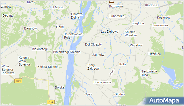 mapa Zakrzów gmina Łaziska, Zakrzów gmina Łaziska na mapie Targeo