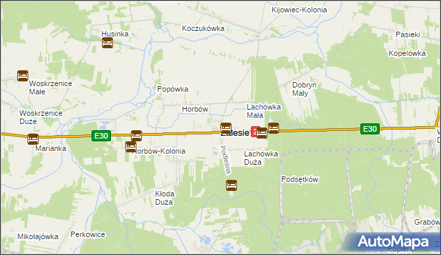 mapa Zalesie powiat bialski, Zalesie powiat bialski na mapie Targeo