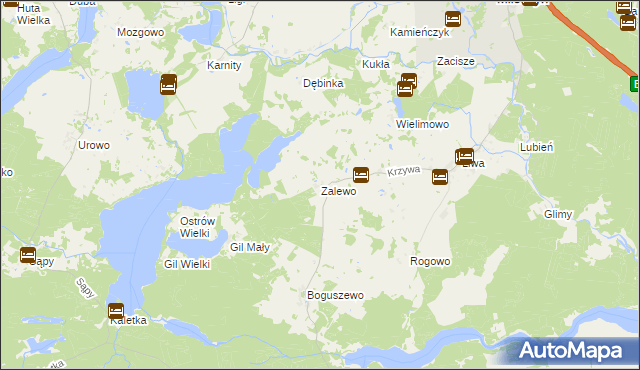mapa Zalewo gmina Miłomłyn, Zalewo gmina Miłomłyn na mapie Targeo