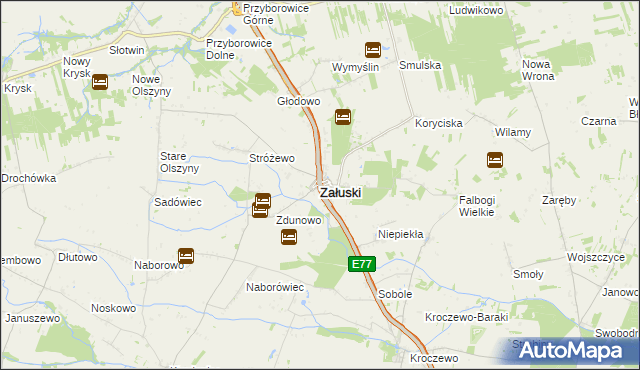 mapa Załuski powiat płoński, Załuski powiat płoński na mapie Targeo