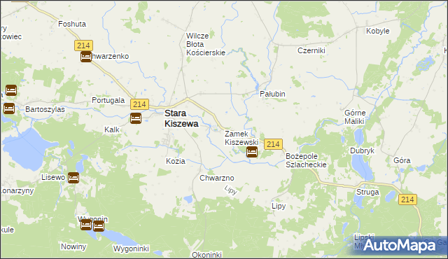 mapa Zamek Kiszewski, Zamek Kiszewski na mapie Targeo
