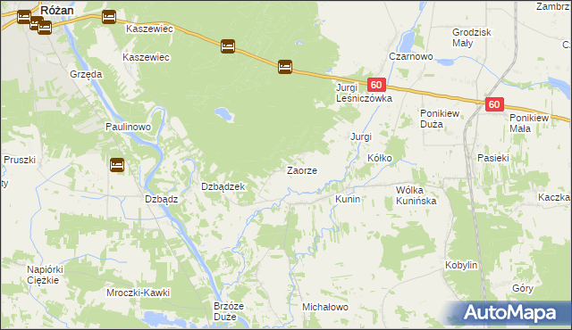 mapa Zaorze gmina Goworowo, Zaorze gmina Goworowo na mapie Targeo