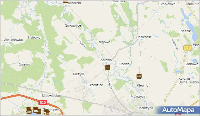 mapa Żarowo gmina Stargard, Żarowo gmina Stargard na mapie Targeo