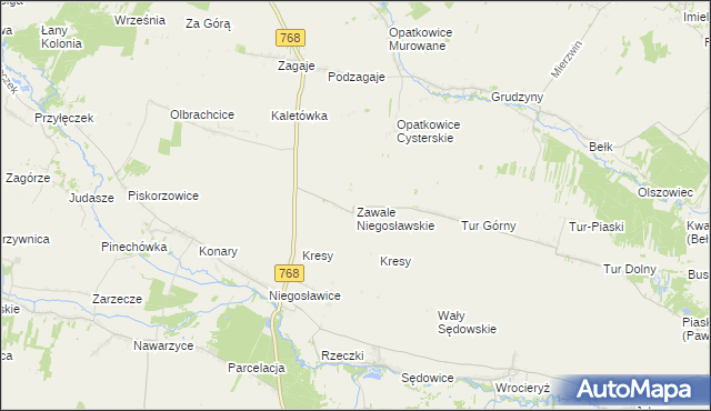mapa Zawale Niegosławskie, Zawale Niegosławskie na mapie Targeo