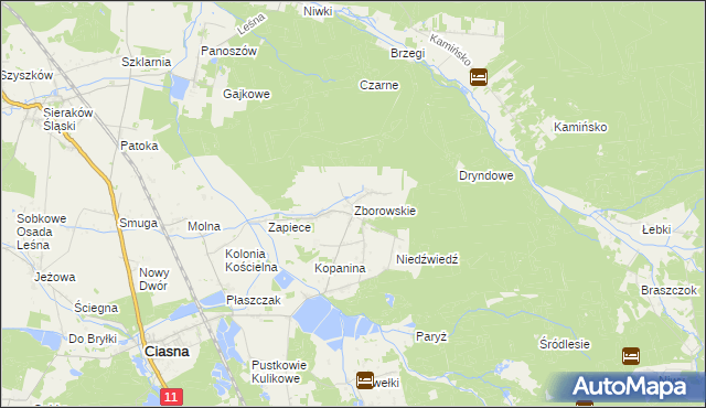 mapa Zborowskie gmina Ciasna, Zborowskie gmina Ciasna na mapie Targeo