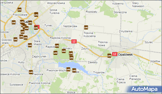 mapa Zduny gmina Opatówek, Zduny gmina Opatówek na mapie Targeo