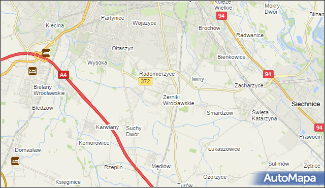 mapa Żerniki Wrocławskie, Żerniki Wrocławskie na mapie Targeo