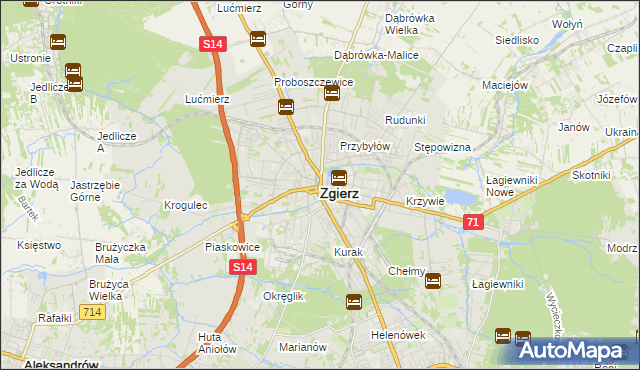mapa Zgierz, Zgierz na mapie Targeo