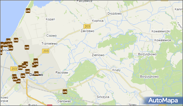 mapa Zielnowo gmina Darłowo, Zielnowo gmina Darłowo na mapie Targeo