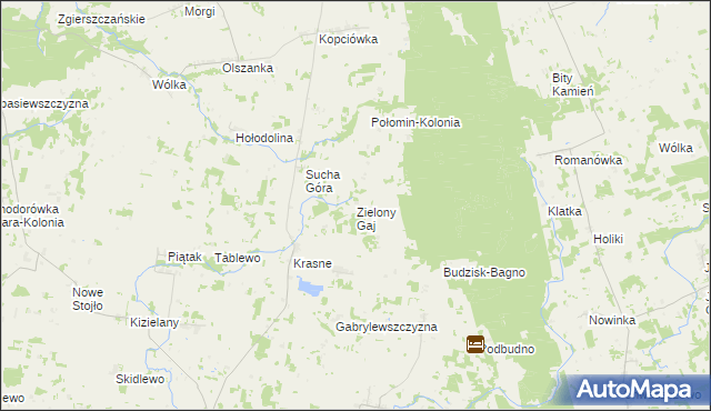 mapa Zielony Gaj gmina Janów, Zielony Gaj gmina Janów na mapie Targeo