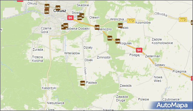 mapa Zimnodół, Zimnodół na mapie Targeo
