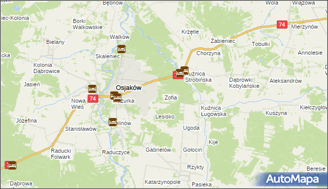 mapa Zofia gmina Osjaków, Zofia gmina Osjaków na mapie Targeo
