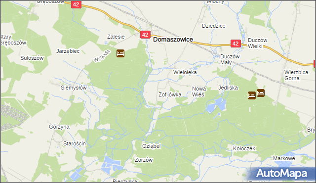 mapa Zofijówka gmina Domaszowice, Zofijówka gmina Domaszowice na mapie Targeo