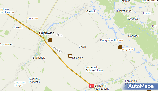 mapa Zosin gmina Fajsławice, Zosin gmina Fajsławice na mapie Targeo