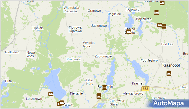 mapa Żubronajcie, Żubronajcie na mapie Targeo