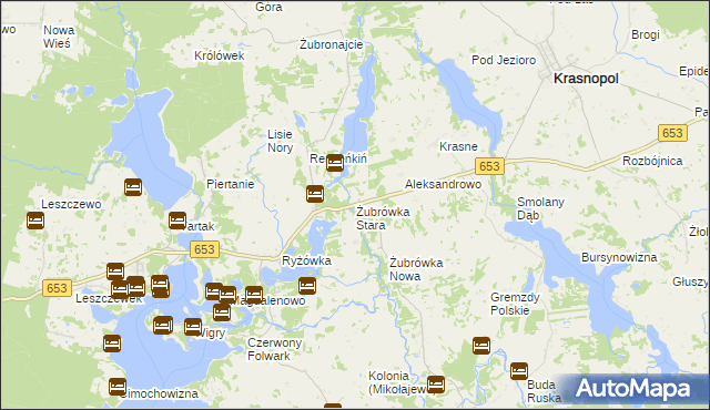 mapa Żubrówka Stara, Żubrówka Stara na mapie Targeo