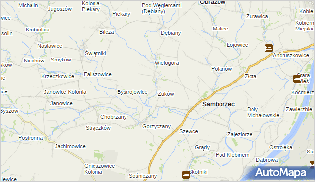 mapa Żuków gmina Samborzec, Żuków gmina Samborzec na mapie Targeo