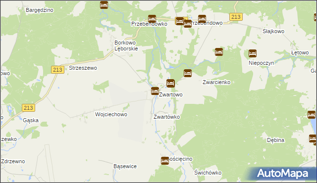 mapa Zwartowo gmina Choczewo, Zwartowo gmina Choczewo na mapie Targeo