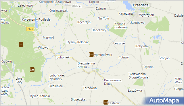 mapa Zygmuntówek gmina Kłodawa, Zygmuntówek gmina Kłodawa na mapie Targeo