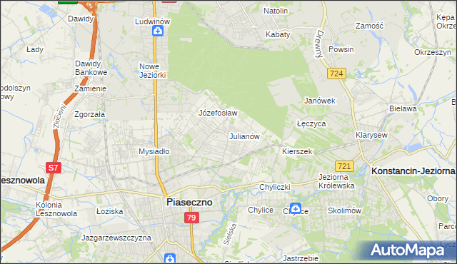 mapa Julianów gmina Piaseczno, Julianów gmina Piaseczno na mapie Targeo