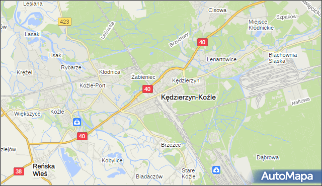 mapa Kędzierzyna-Koźle, Kędzierzyn-Koźle na mapie Targeo