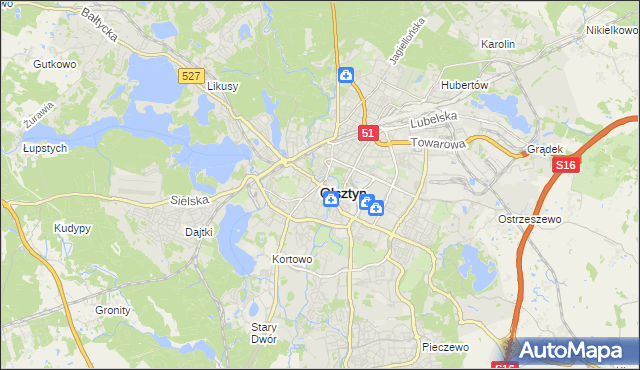 mapa Olsztyna, Olsztyn na mapie Targeo